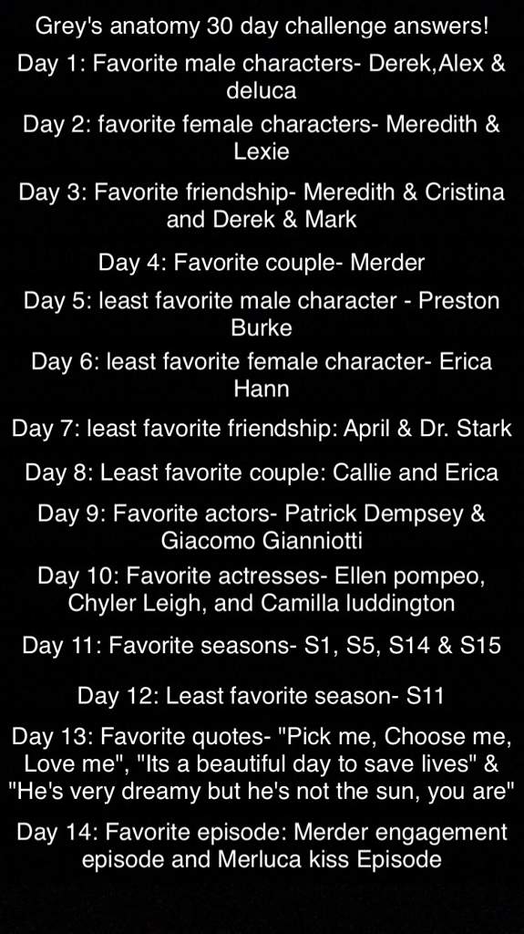 30 Day Challenge All My Answers Grey S Anatomy Amino