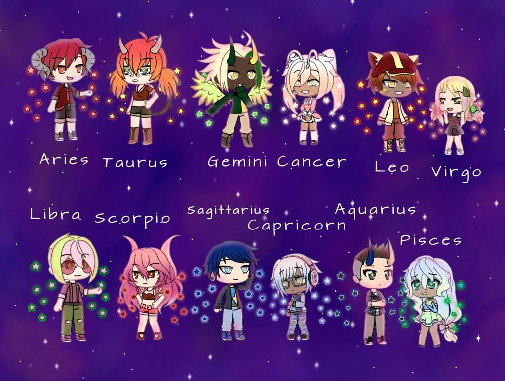 The Zodiac Signs As People! Comment name suggestions for each! | Gacha ...