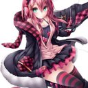 Anime girl with pink hair and cat ears