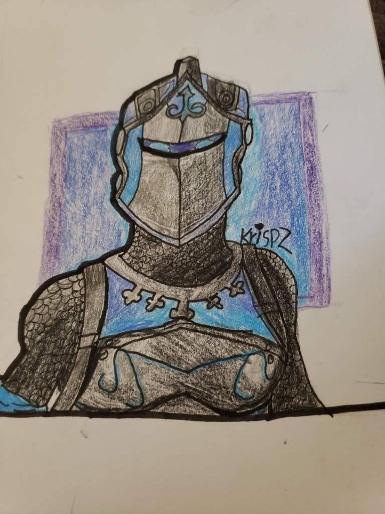 i did a drawing of frozen red knight and its my second colored drawing tell ne what i should draw next and if you like it with coloring or no coloring - red knight fortnite drawing