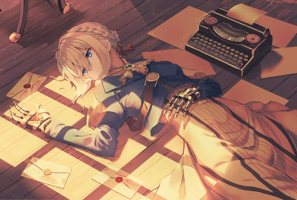 Sad blonde anime girl