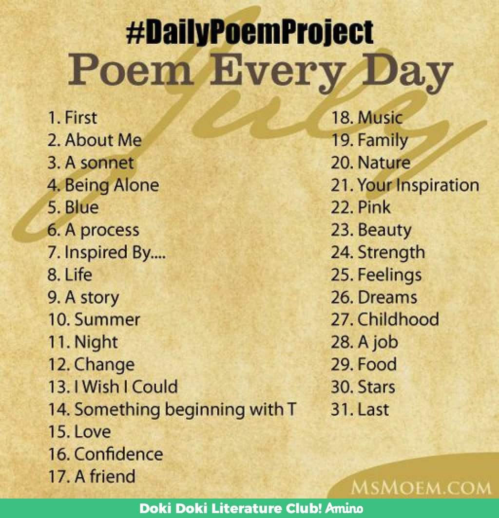 ~Day 1~ –First– •30 Day Poem Challenge• | Doki Doki Literature Club! Amino