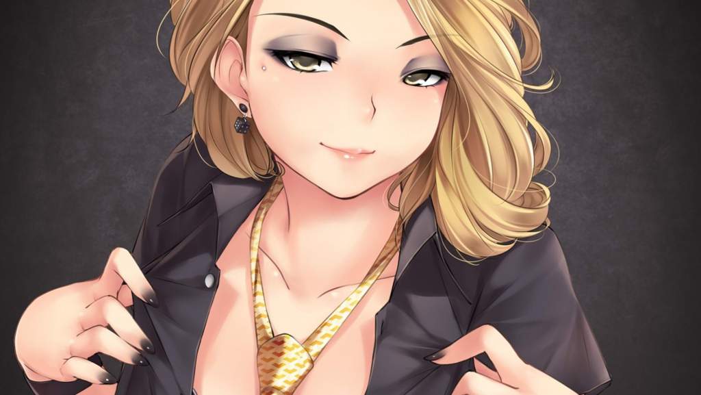 Anime girl blonde hair brown eyes