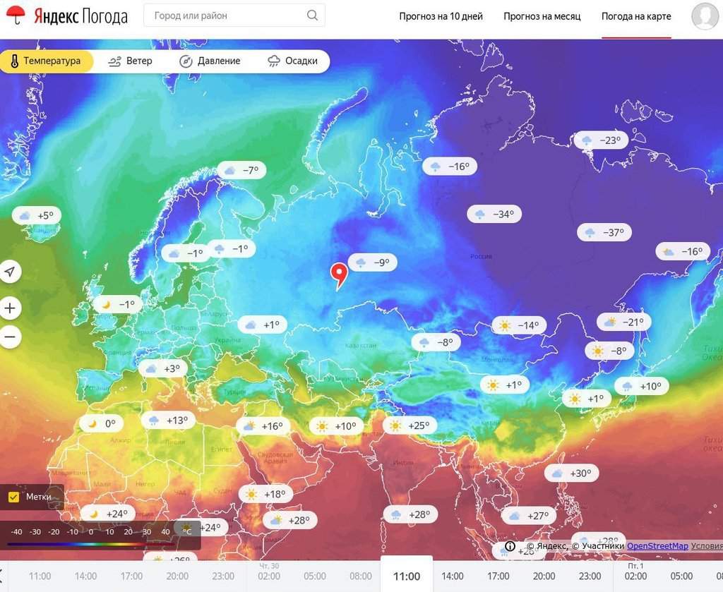 Интерактивная карта погоды в реальном времени тула