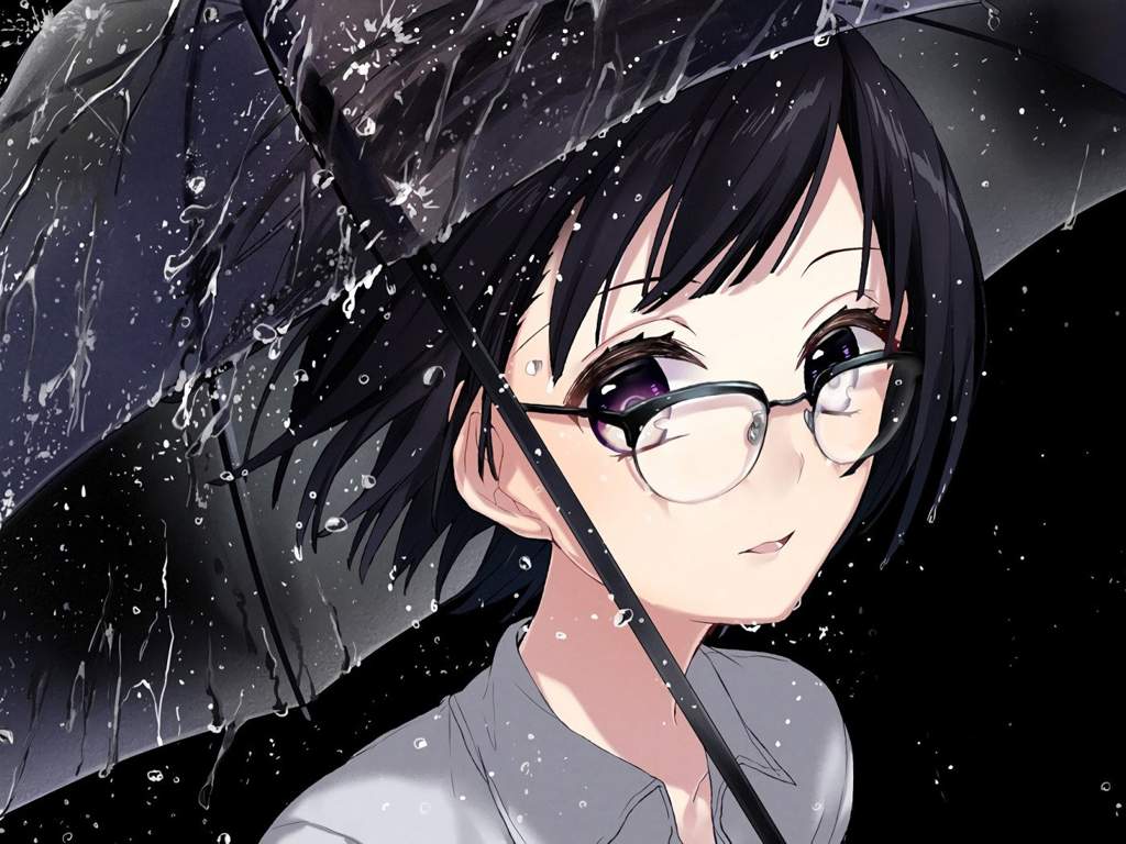 Anime girl short hair glasses
