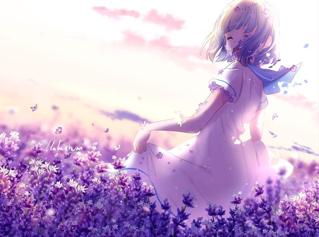 Lavender haired anime girl