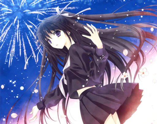 Anime black hair purple eyes