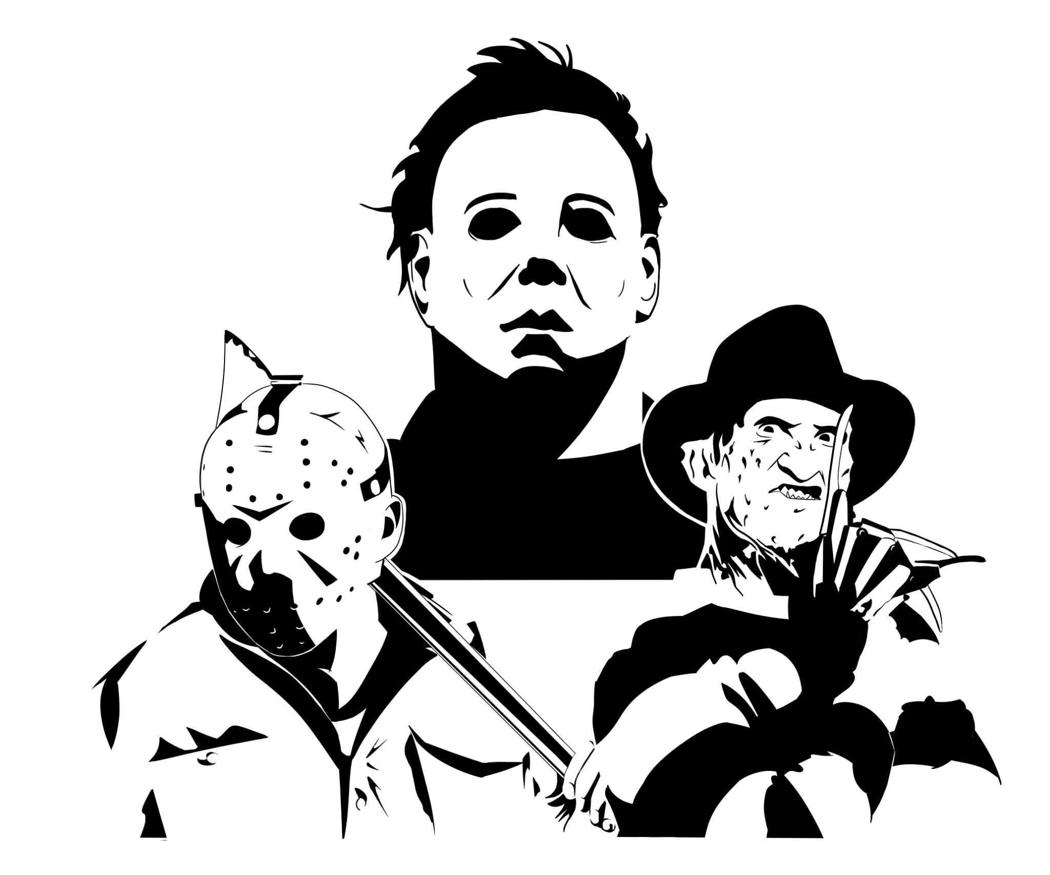 Jason, Michael and freddy silouette drawing | Horror Amino