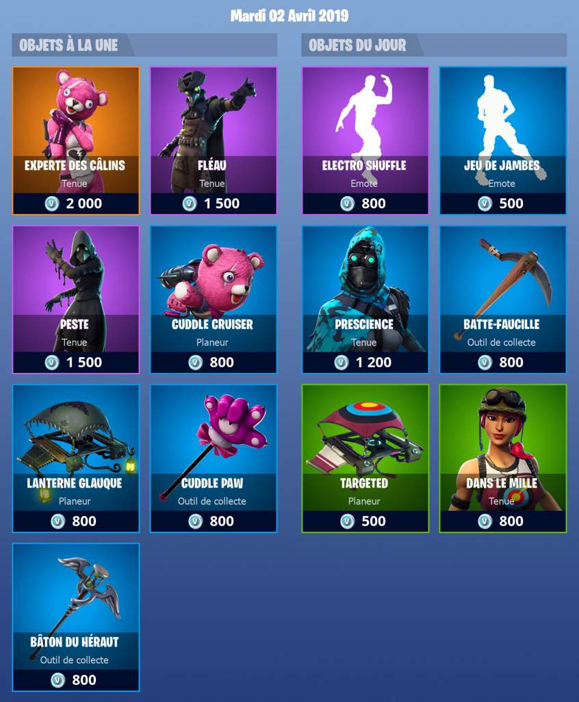 Boutique fortnite du 7 avril