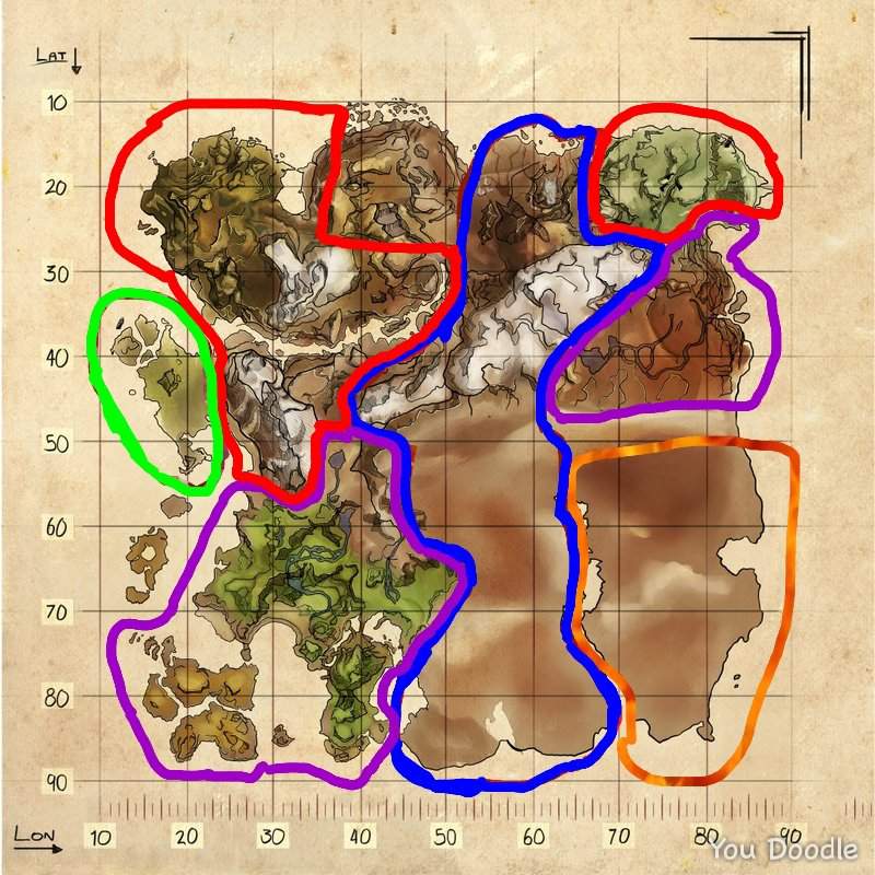 Territory map for Realm of Gods | Ark Survival Evolved Amino