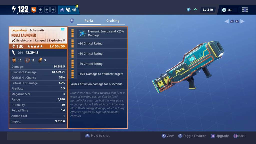 130 legendary perk d noble launcher - fortnite noble launcher