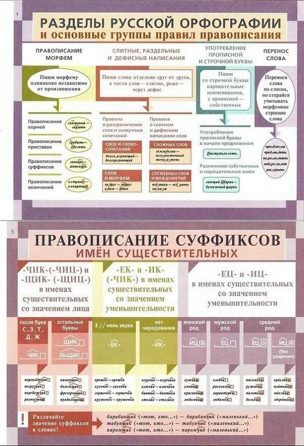 Орфография в таблицах и схемах