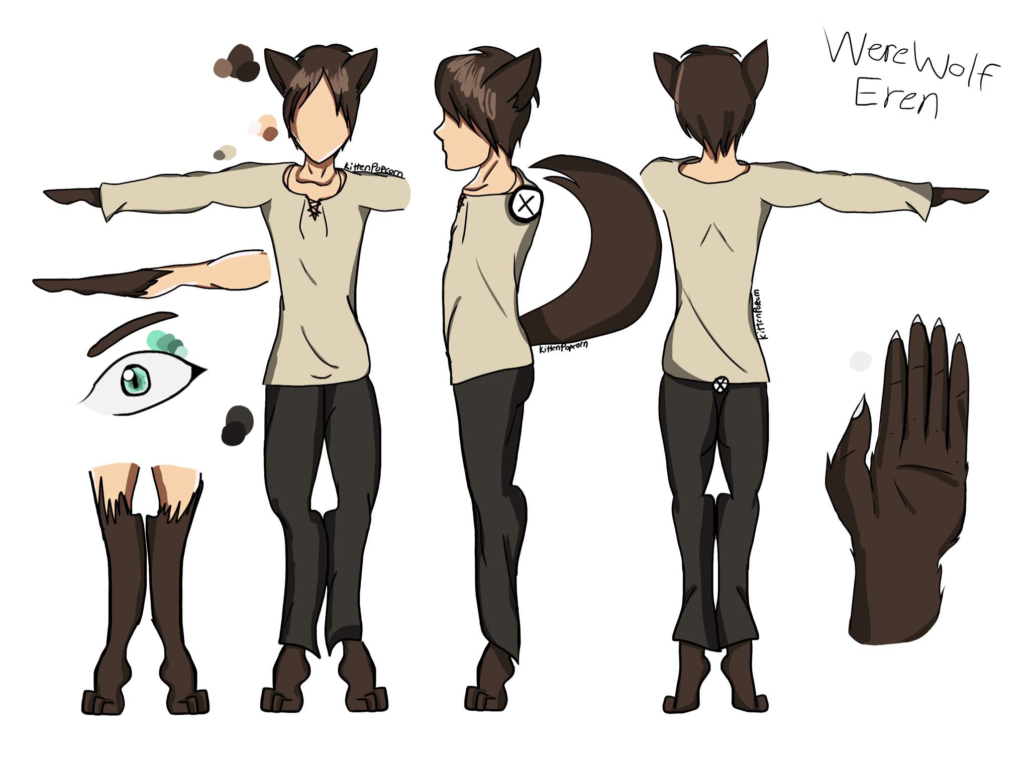 WereWolf Eren progress poses thing | Eren X Levi Amino