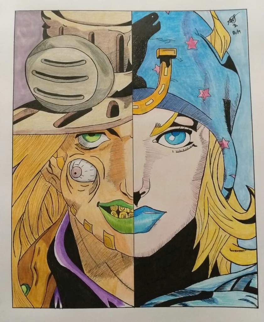 Drawing Gyro Zeppeli Johnny Joestar Jojo's Bizarre Adventure