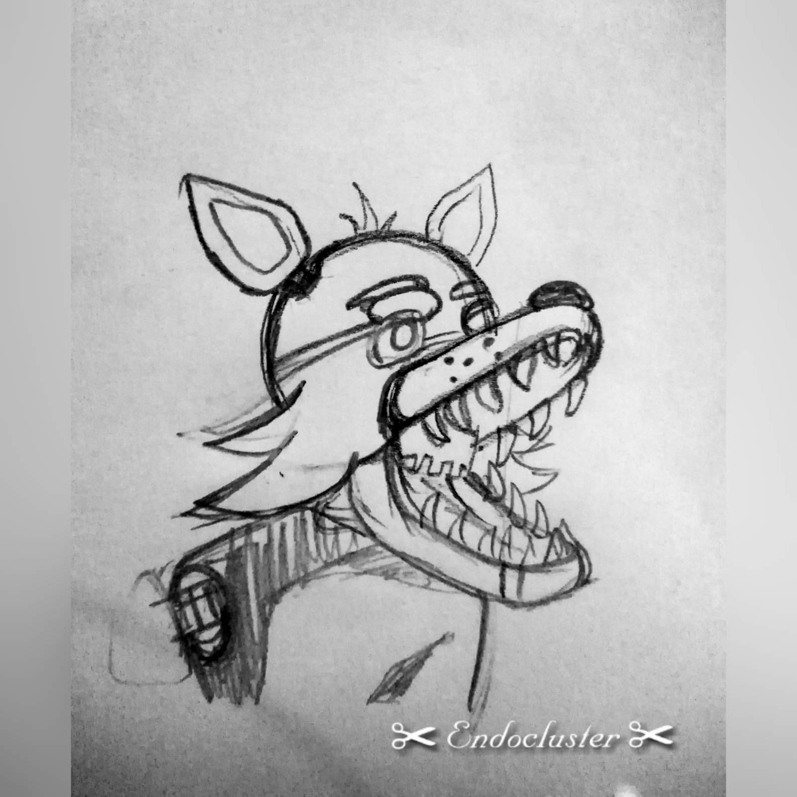 Foxy en un dibujo a lápiz. :) | FNaF Amino [ Español ] Amino