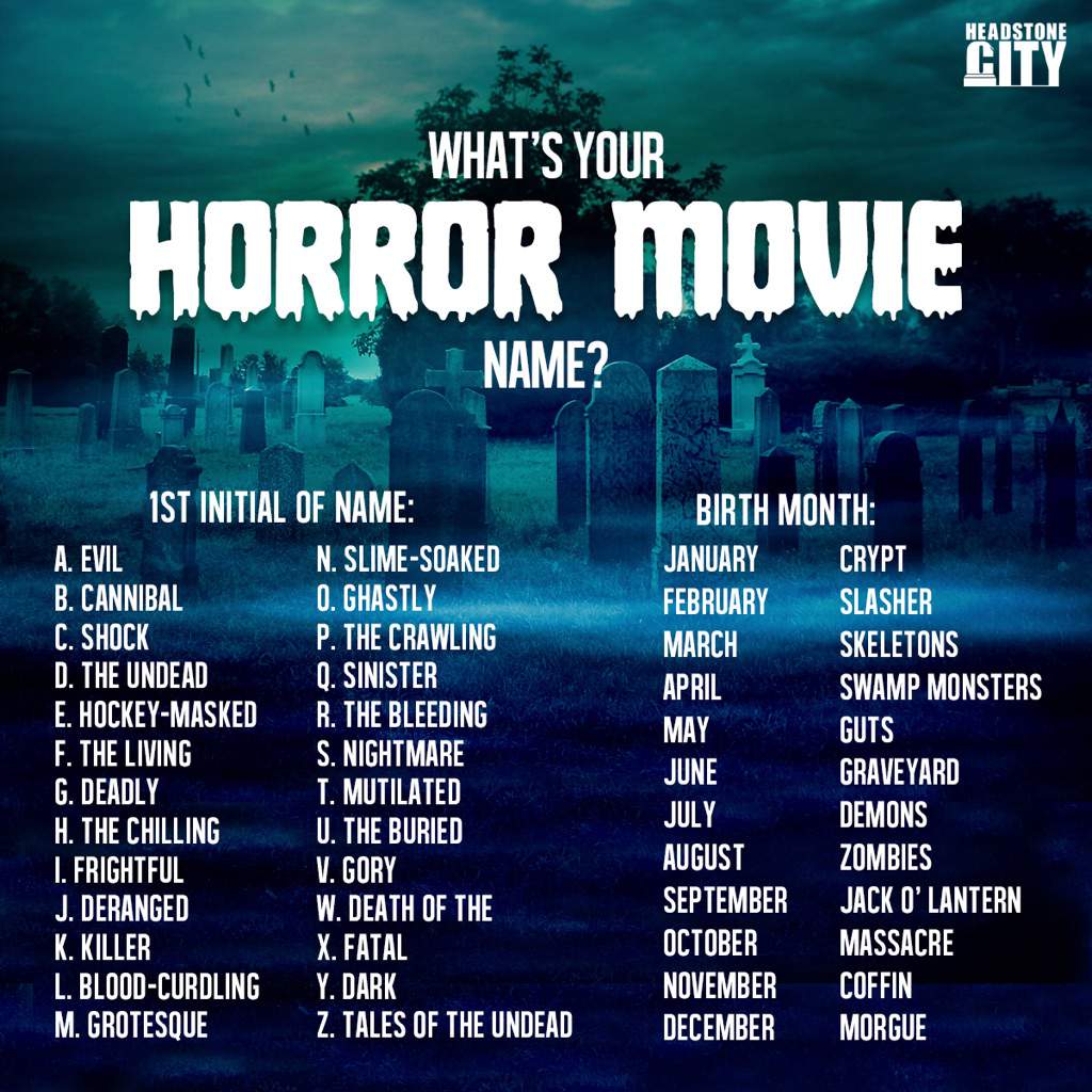 What s Your Horror Movie Name Horror Amino