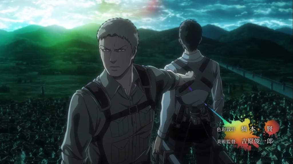 The two pictures were from the Attack on Titan season 3 part 2 opening. 