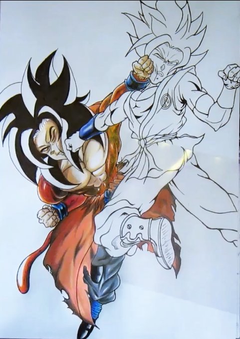 ???? Dibujo de Goku Xeno Ssj 4 Vs Goku Ssj God Blue (FanArt) ???? | DRAGON BALL  ESPAÑOL Amino
