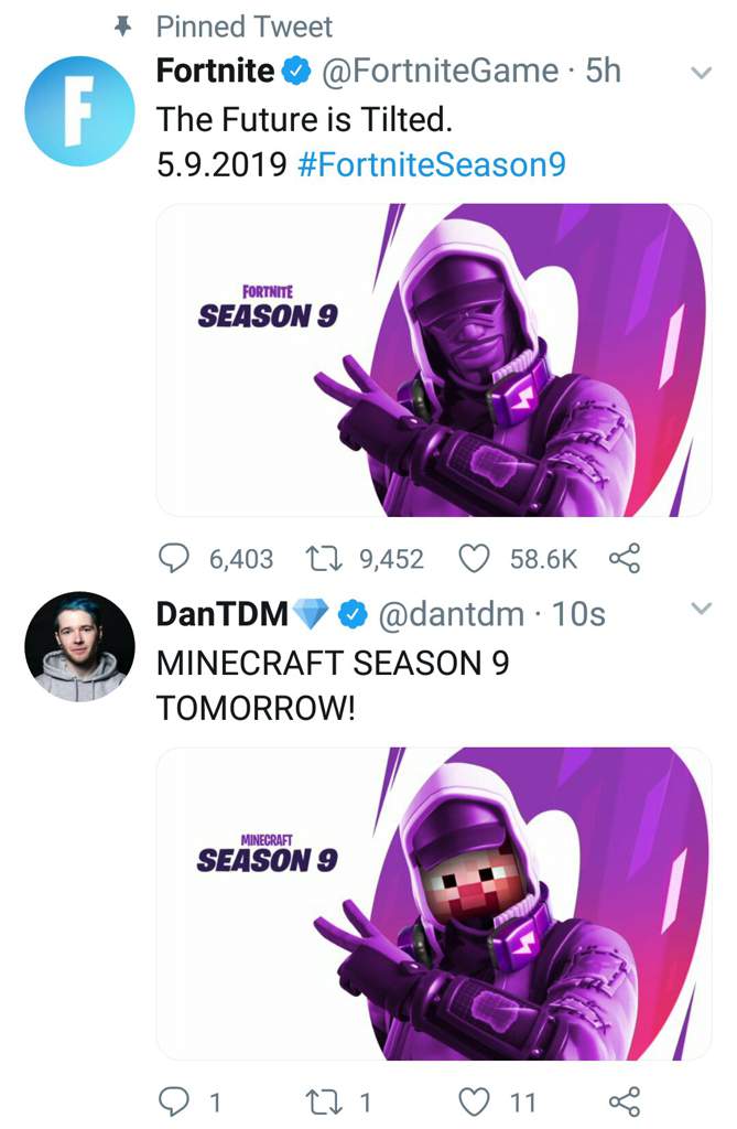 Dantdm Tweets A New Funny Edited Image Of Minecraft Being Season 9
