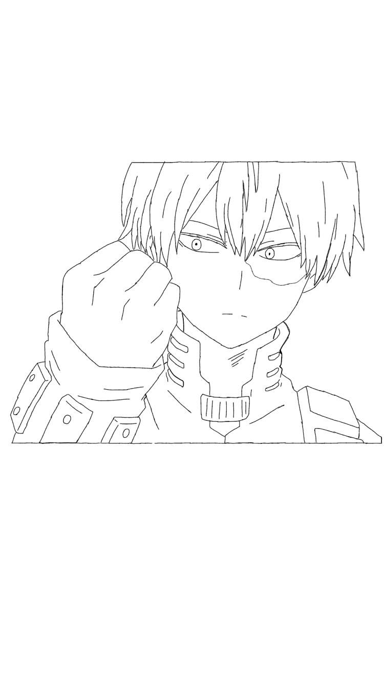 My digital art of todoroki, without color | Anime Amino