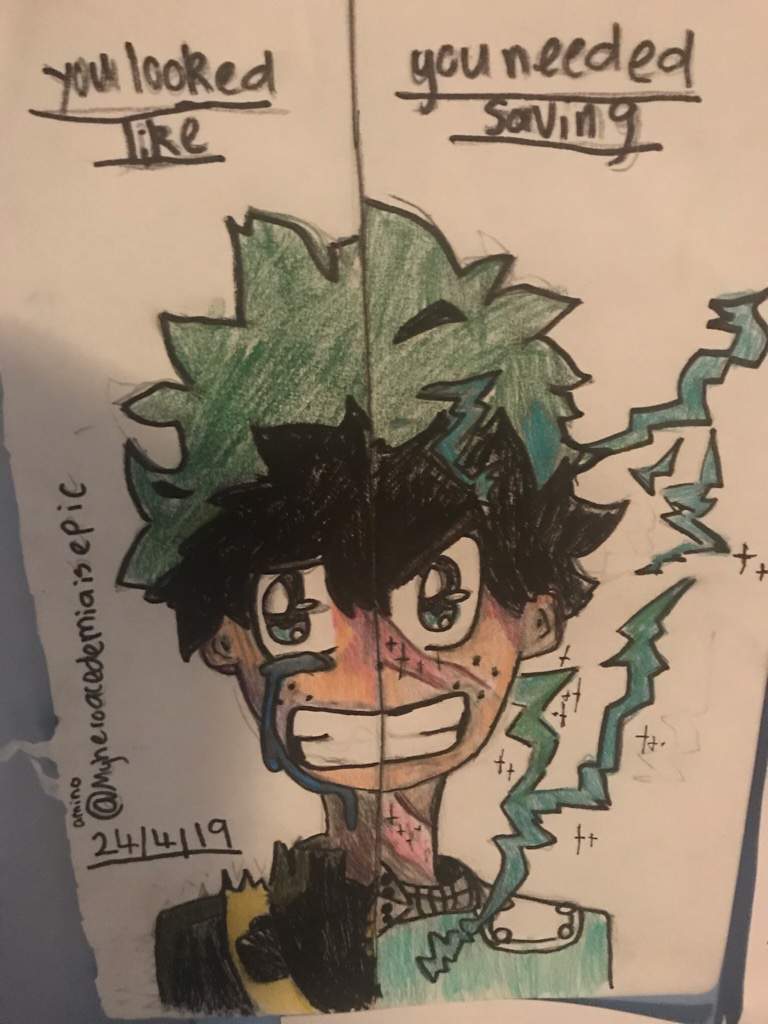 Quirkless deku and hero deku in half drawing hope you guys like it 😋 ...