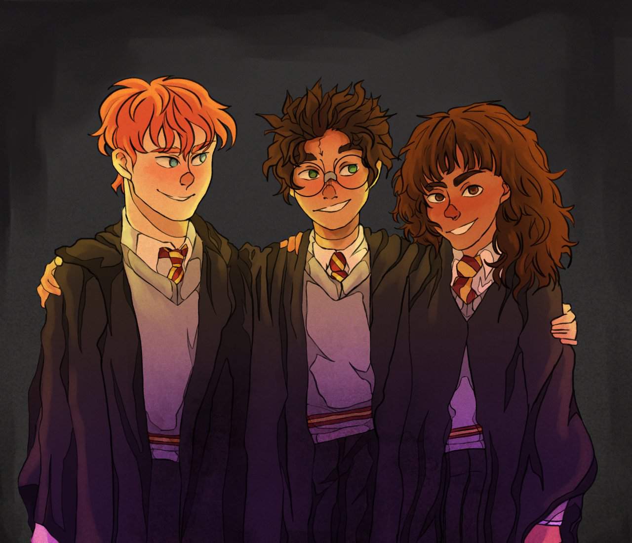 The golden trio drawn by me | Harry Potter Amino