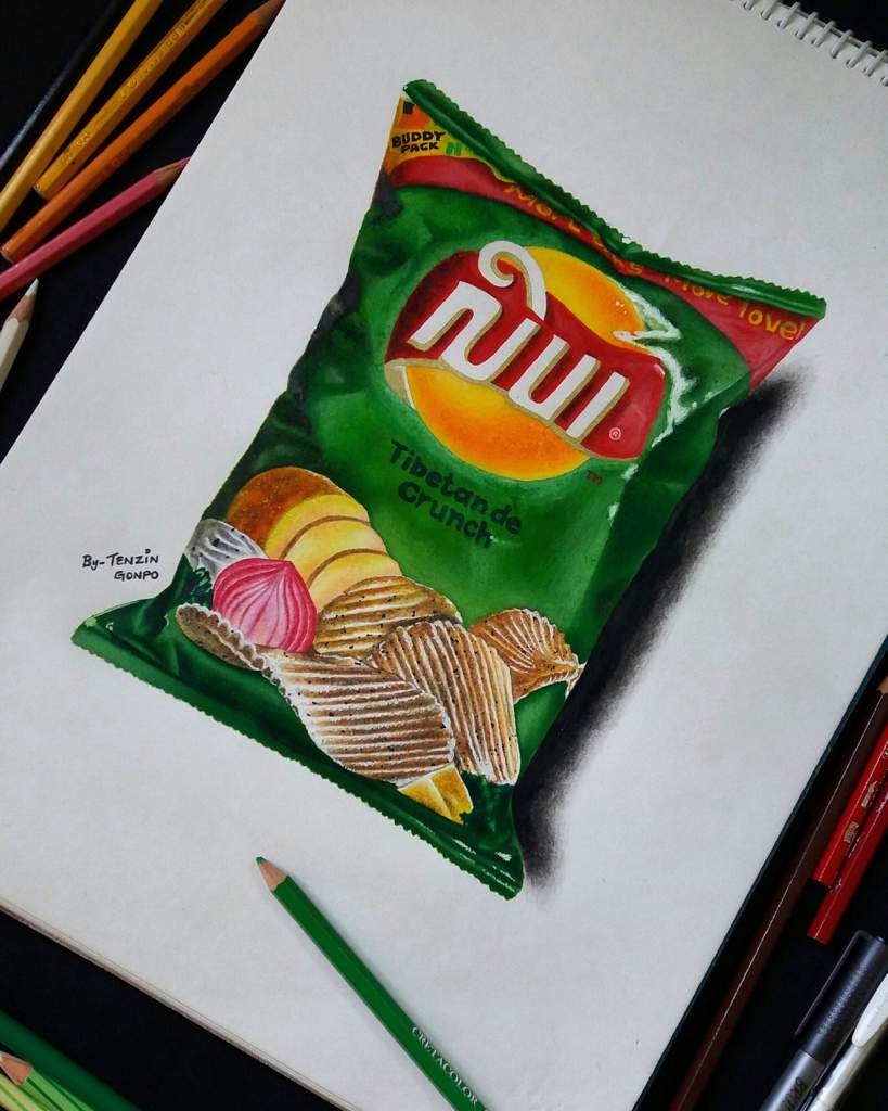 Yep...here is my new 3D drawing of LAYS chips bag☺ | Art Amino