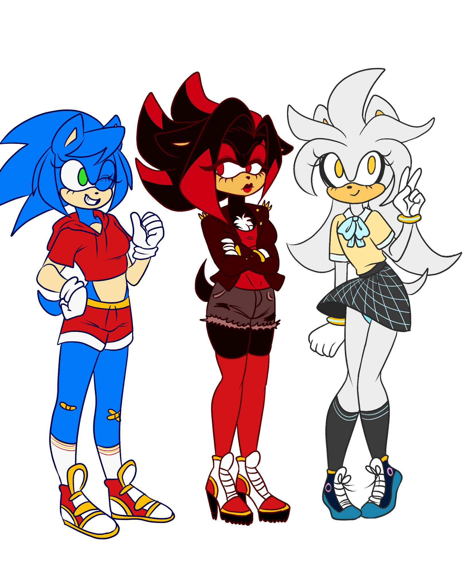 Fem sonic, shadow, and silver | Sonic the Hedgehog! Amino