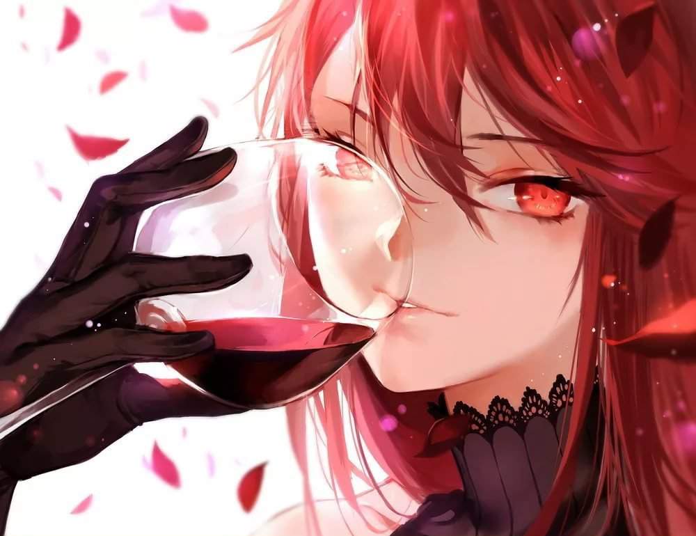 Anime girl with red hair crying