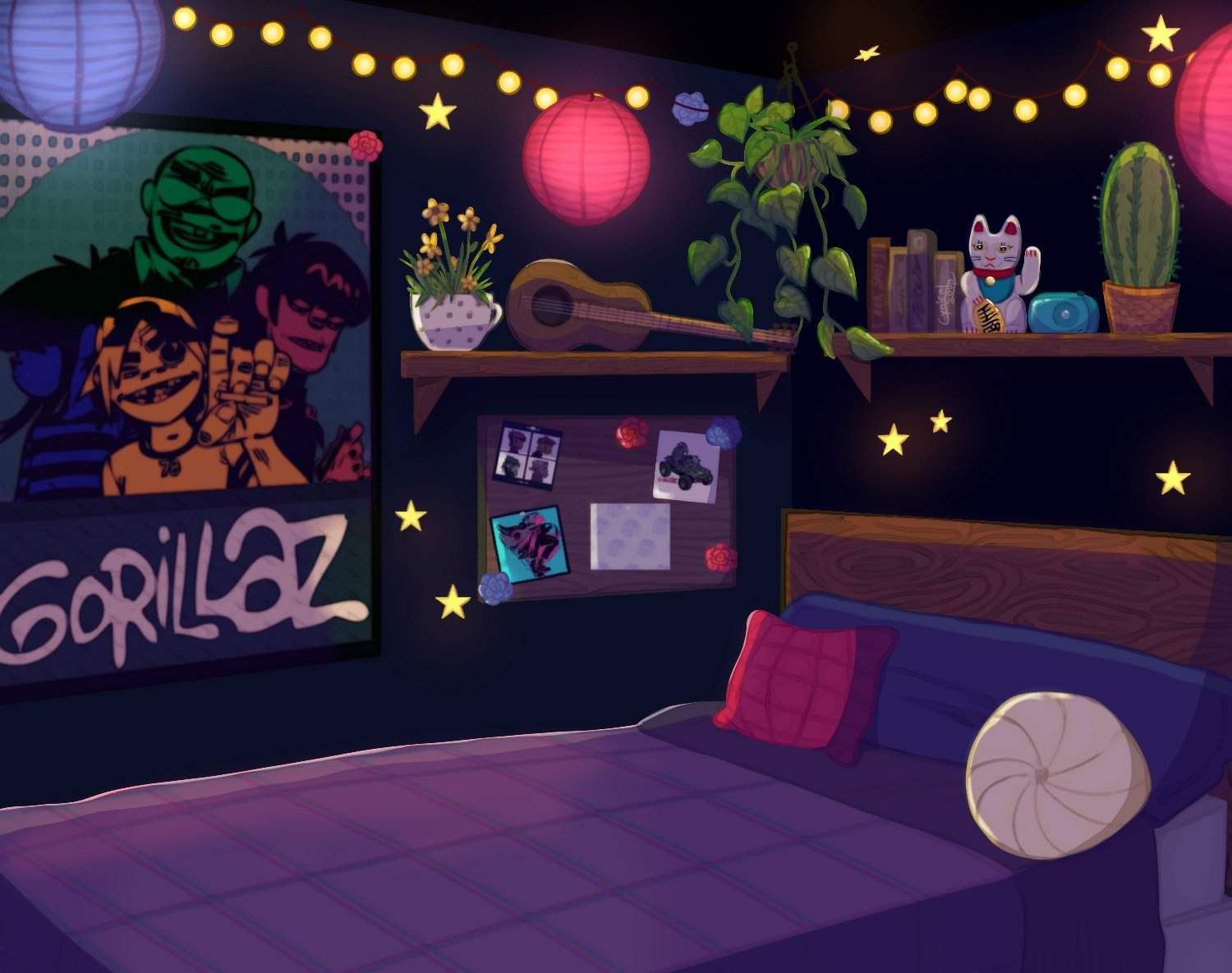 Gorillaz Themed Bed Room -Digital Art- | Gorillaz Amino