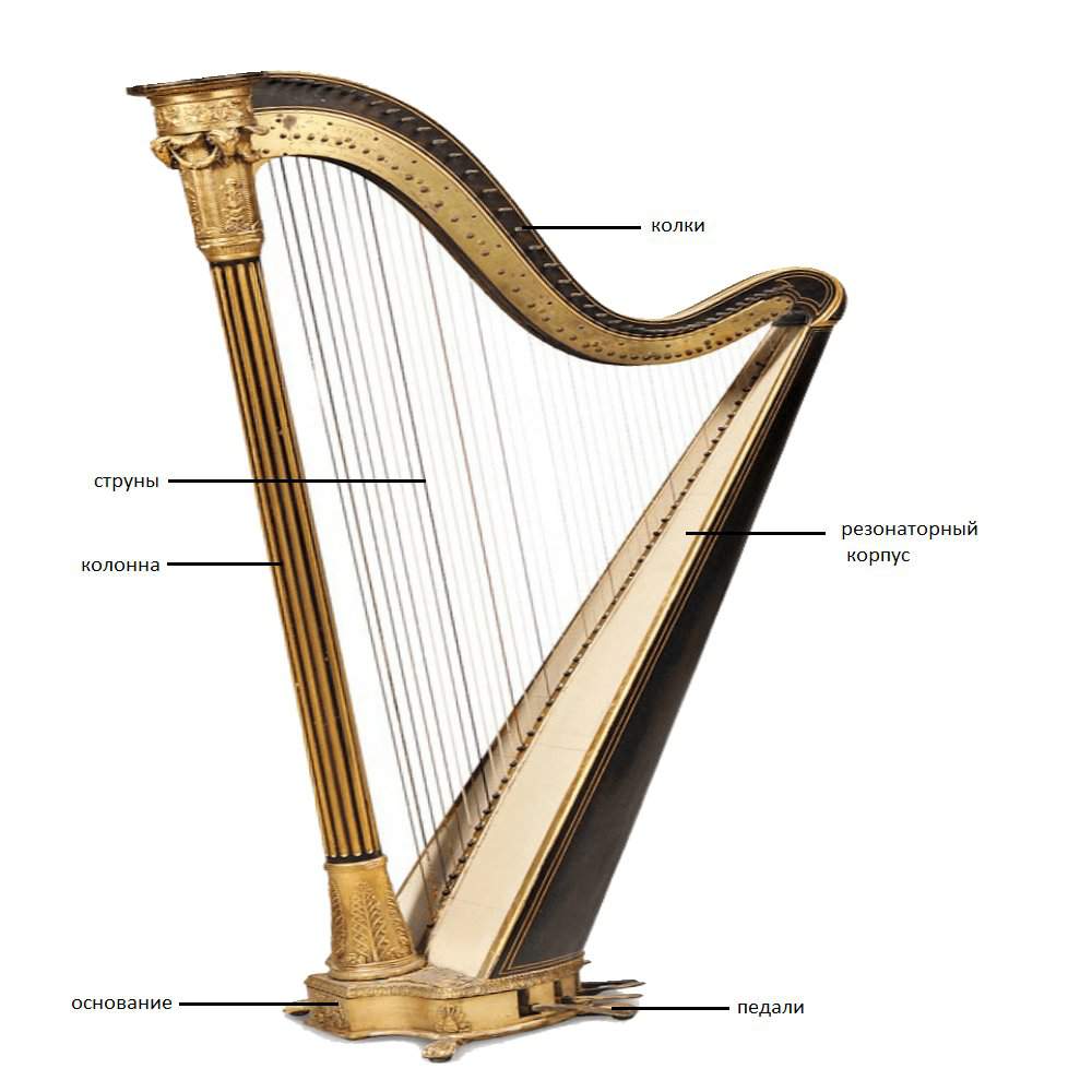 Рисунок арфы музыкального инструмента