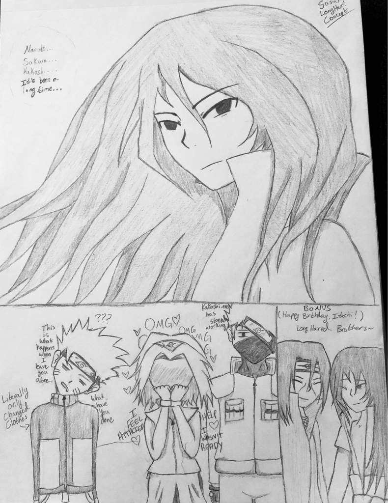 Sasuke Long Hair Concept With A Poorly Drawn Itachi Bonus