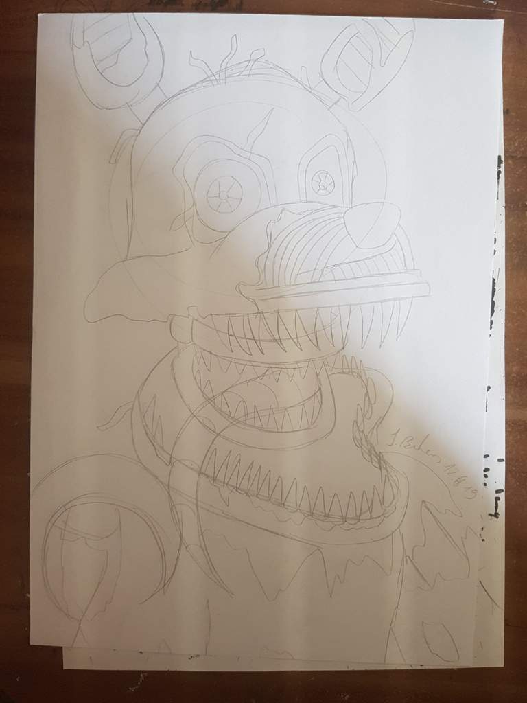 Nightmare Foxy (black and white drawing) | Five Nights At Freddy's Amino