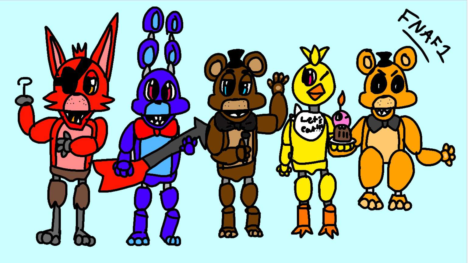 Hello everyone I was board so I drew the fnaf 1 characters it took me ...