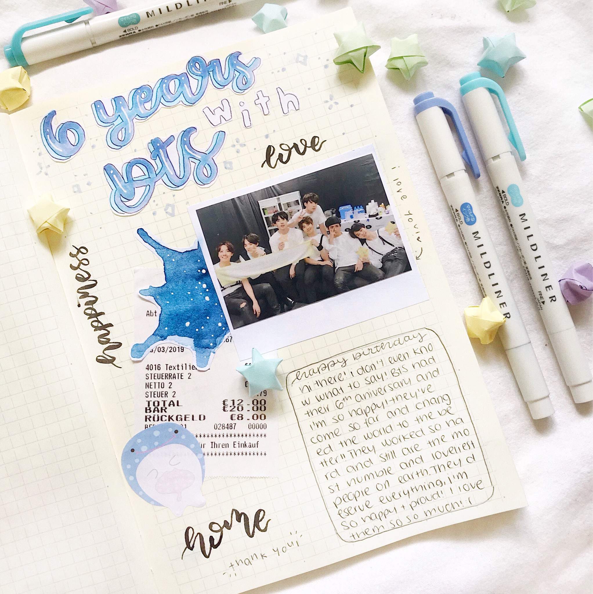 6 years with bts;; journal spread | Kpop Journals Amino