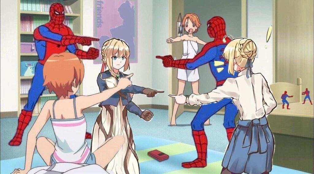 Spiderman meme with anime | Anime Amino