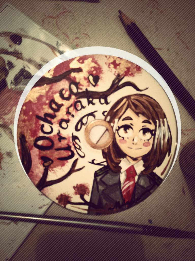 Painted Ochaco Uraraka On A Cd My Hero Academia Amino Painted Ochaco Uraraka On A Cd My Hero Academia Amino