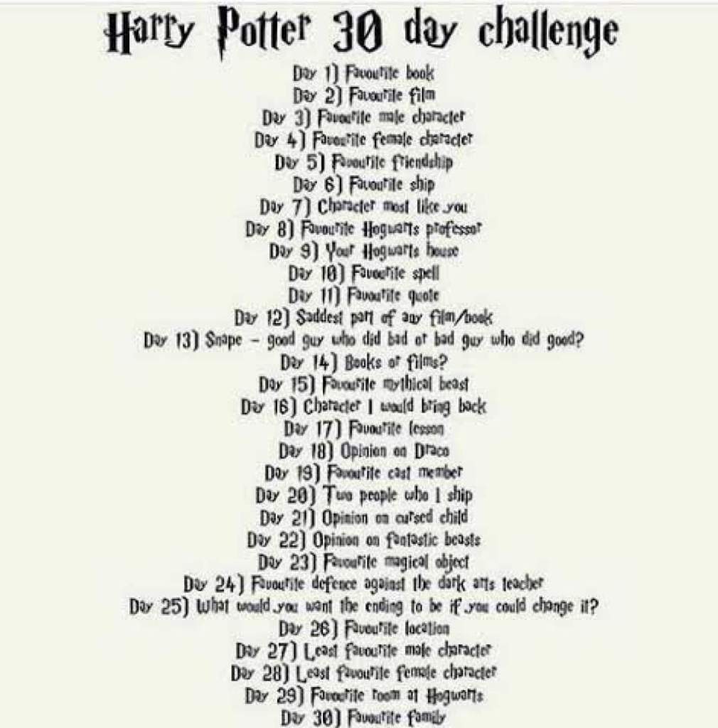 Harry Potter 30 Day Challenge Harry Potter Amino