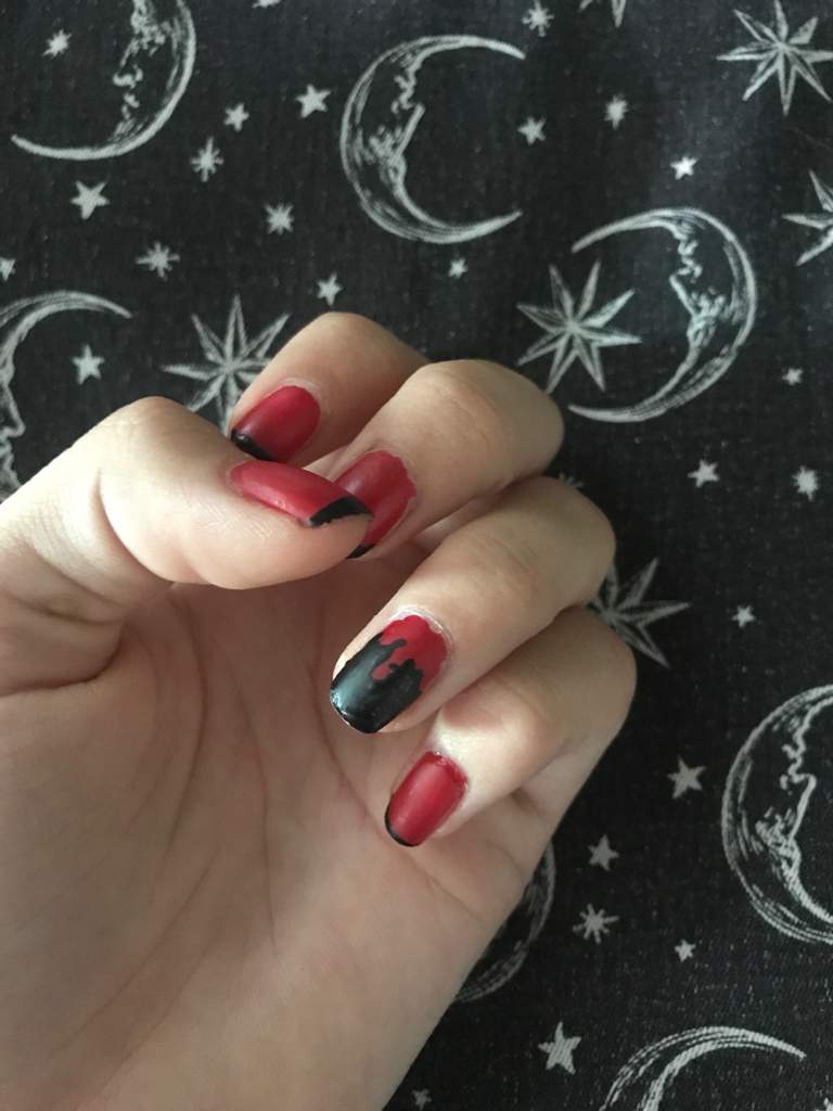 Red and black matte nails | Nail Art Amino