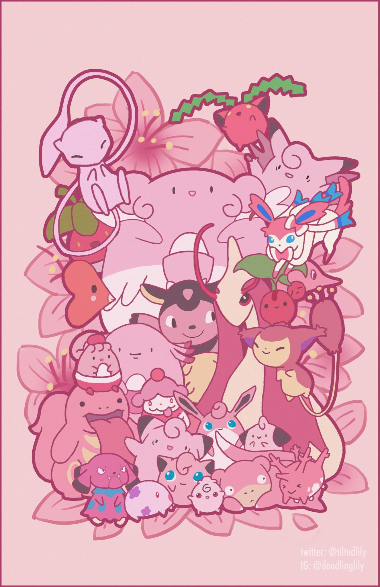 I drew some pink pokemons :) | Pokémon Amino