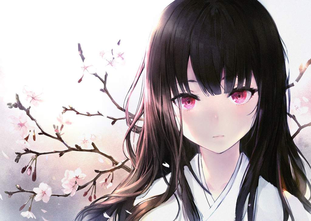 Pretty anime girl with black hair