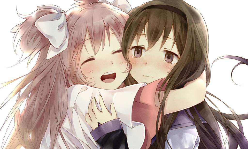 Two anime girls hugging