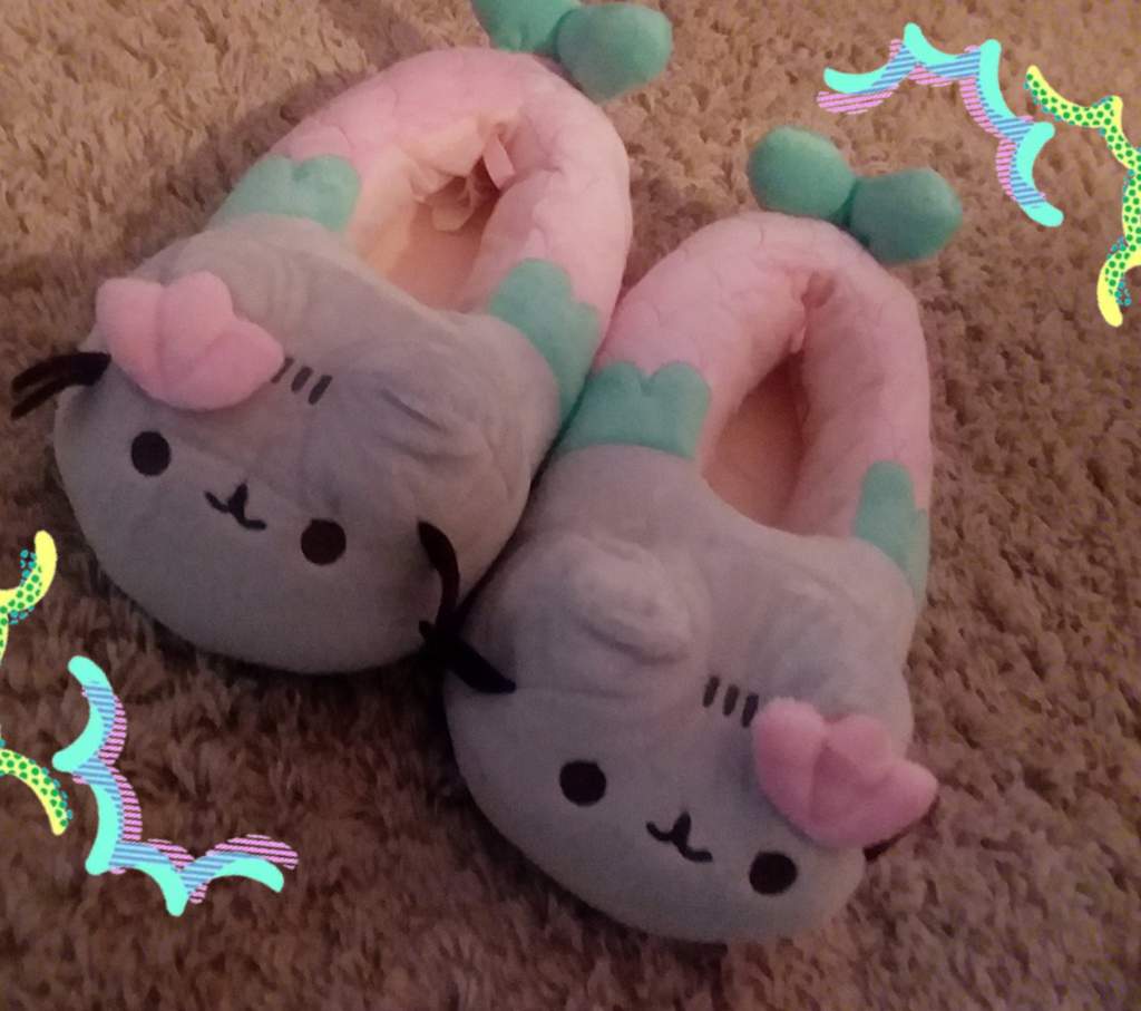 pusheen mermaid slippers