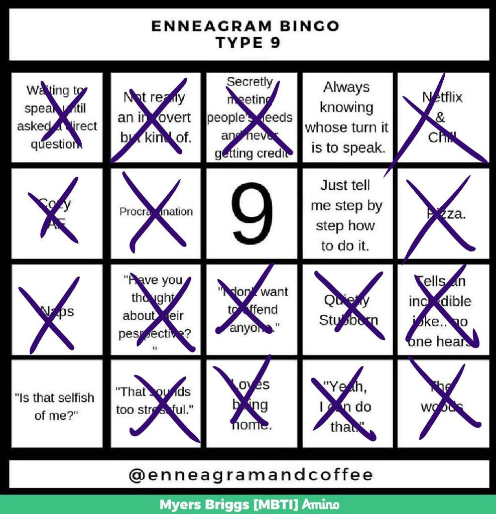 enneagram type 2 bingo