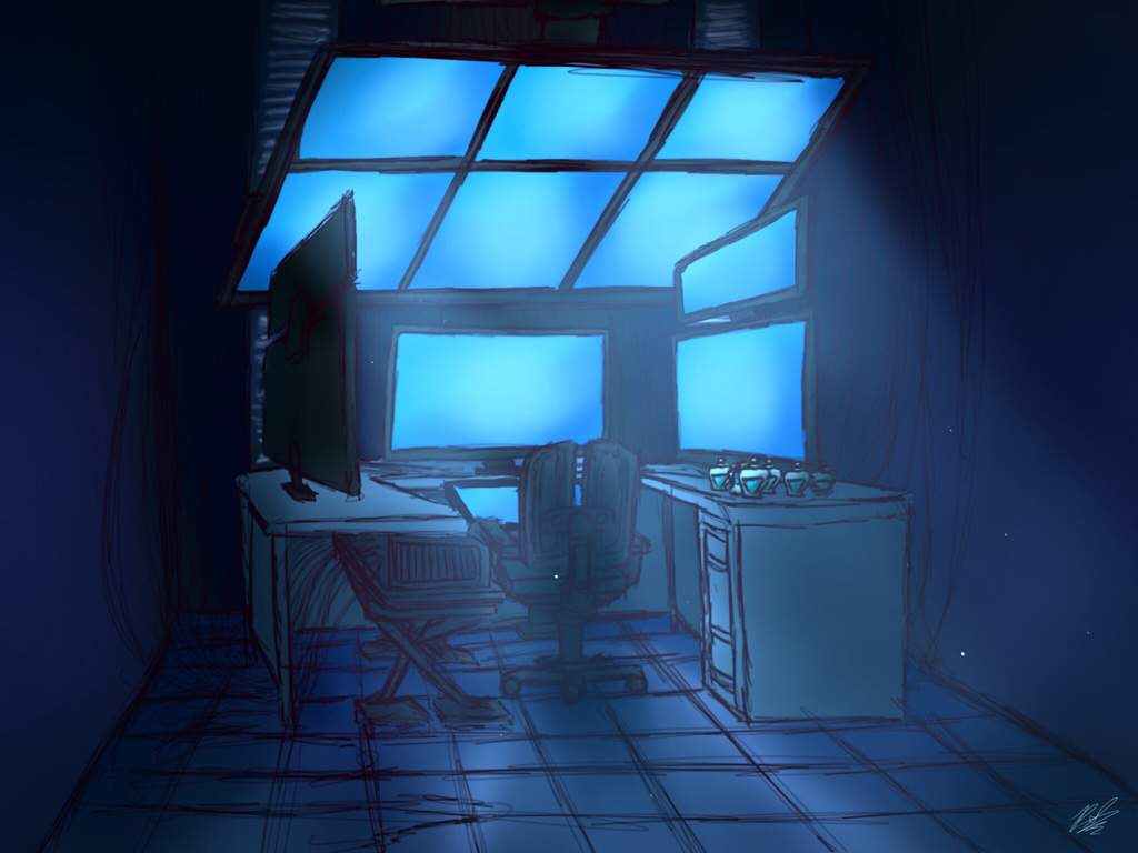 The Computer Room” Environment Concept Sketch #3 (For Promise AKA My Mystic  Messenger Fan Animation) | Mystic Messenger Amino