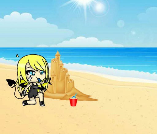 Here is the finished picture Beach  day Gacha  Life  Amino