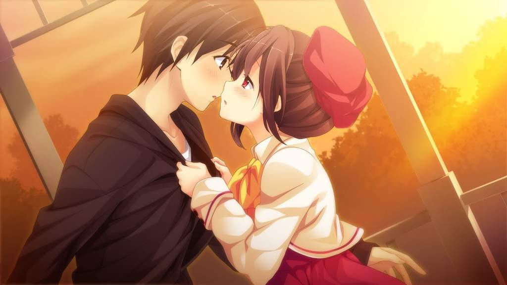 Boy and girl in love anime