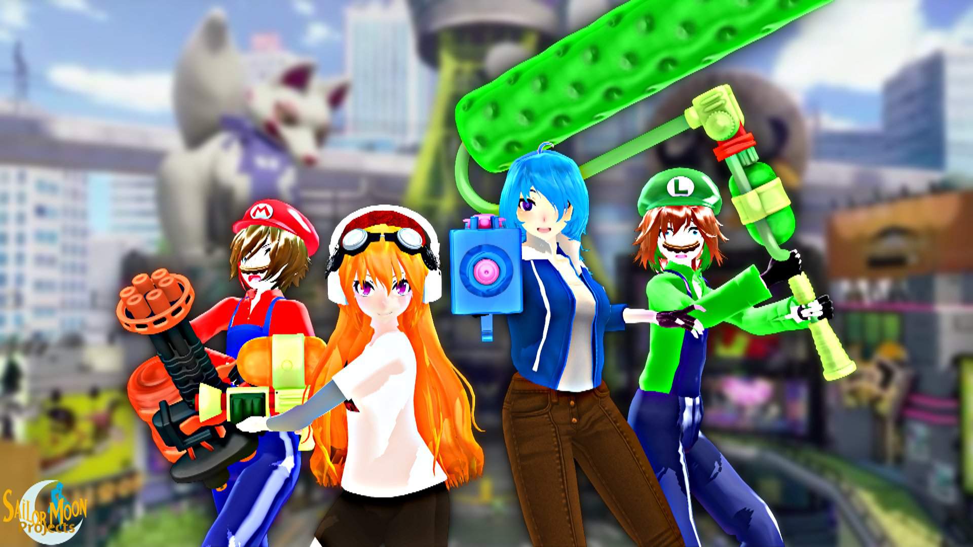 [MMD x SMG4] Team Mario Will Win at Splatfest | SMG4 Amino