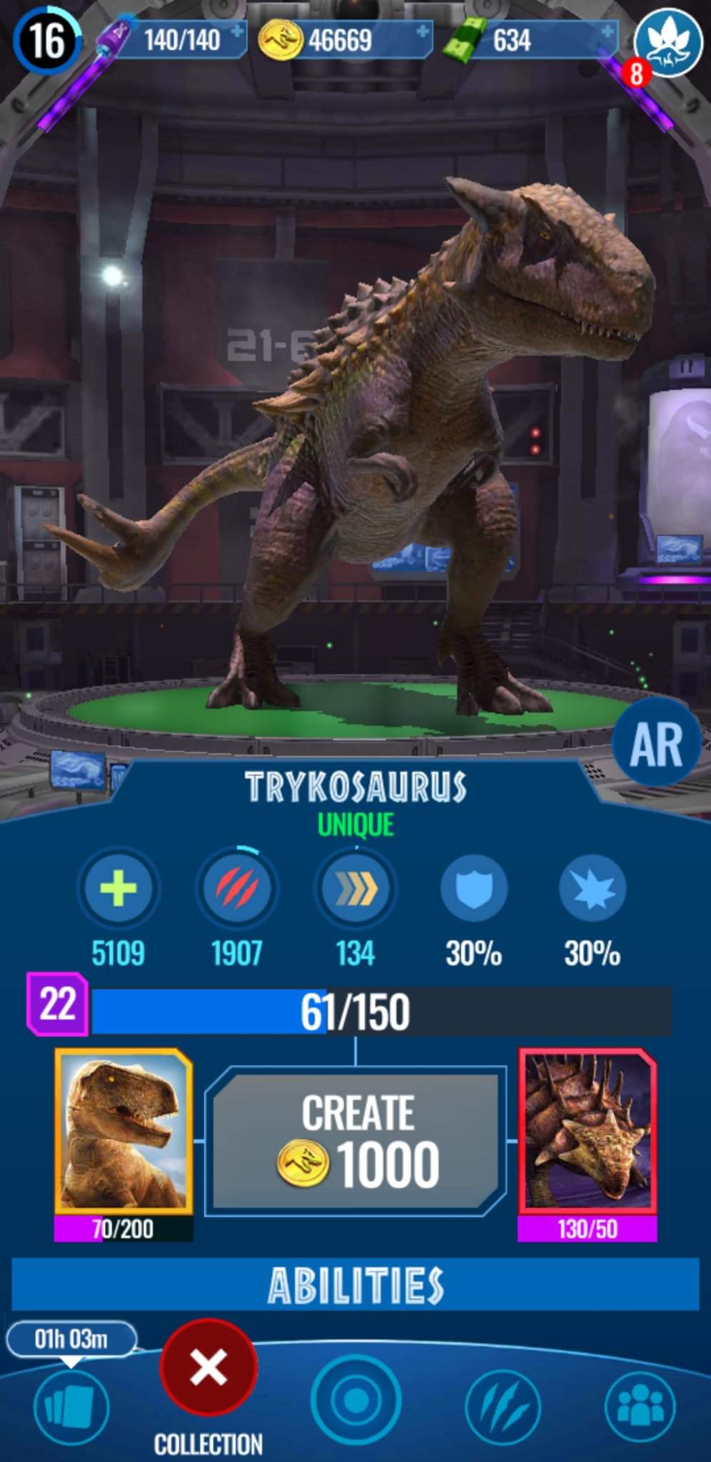 My Trykosaurus is too strong | Jurassic World Alive Amino