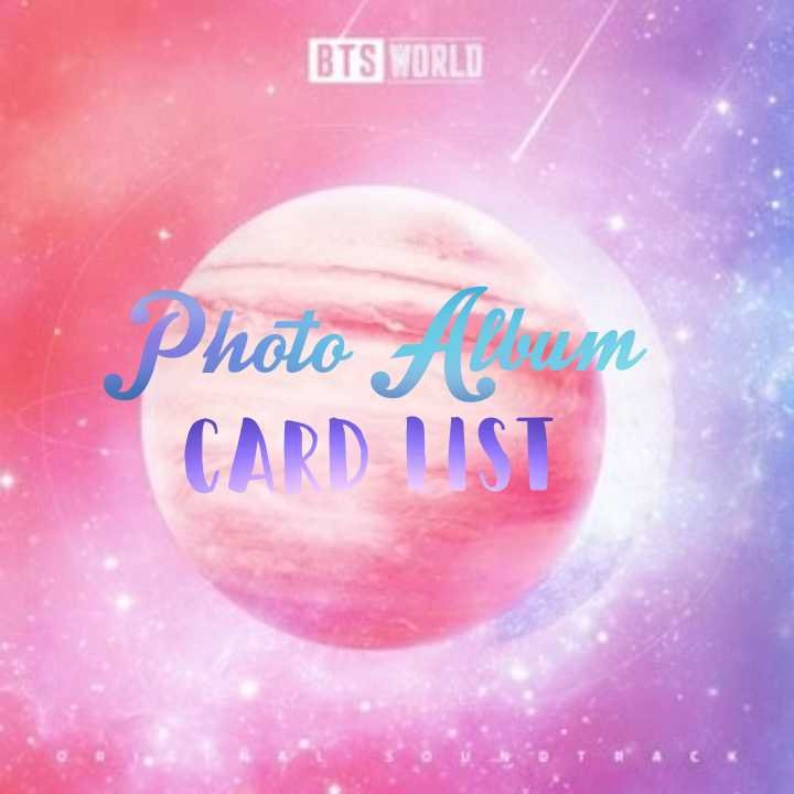 BTS World List of Cards Required for the Photo Album